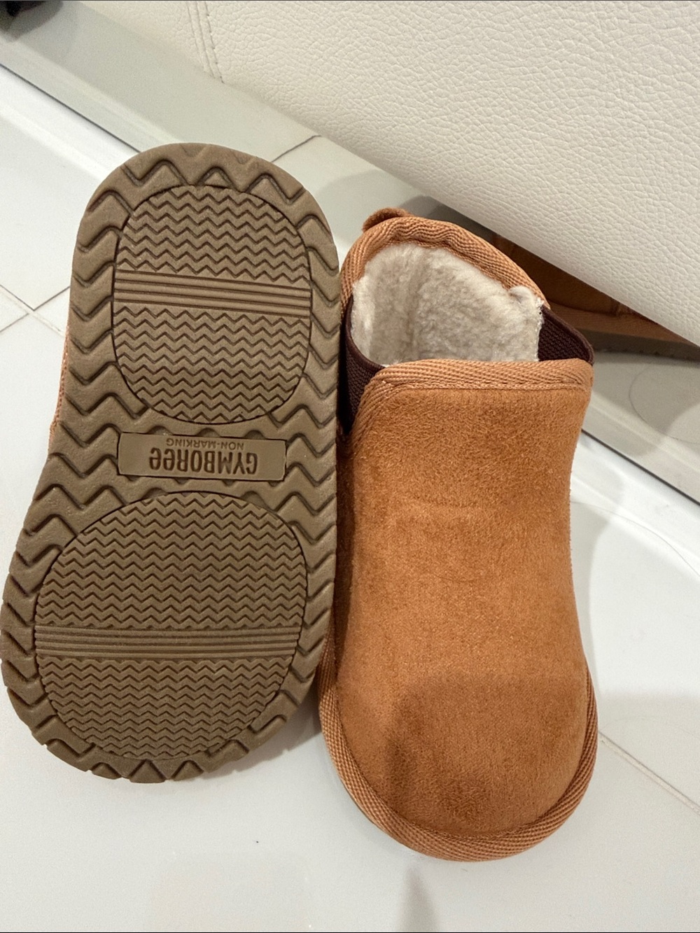Gymboree Tan Faux Suede Shearling Slip-On Slippers